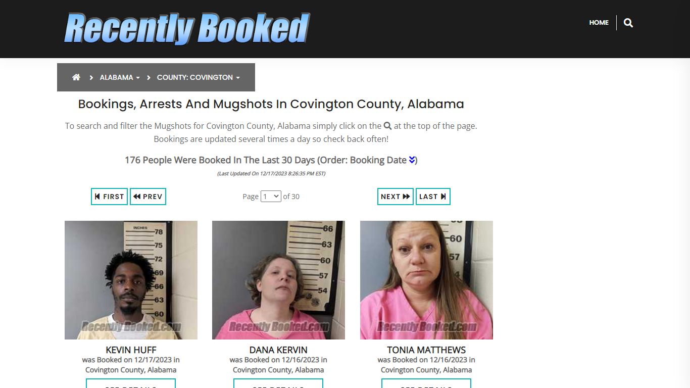Bookings, Arrests and Mugshots in Covington County, Alabama